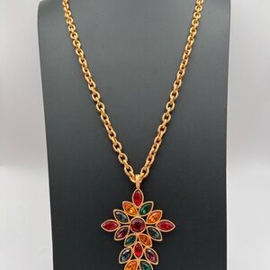 NAPIER 90s Gold Tone Chain Swarovski
Crystal Royalton CHUNKY Pendant
